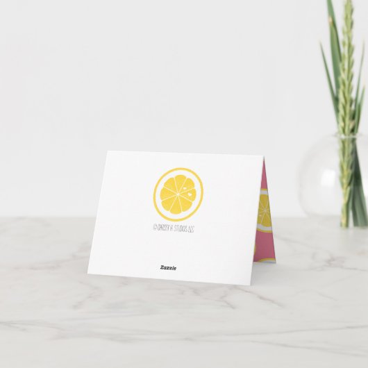 ROZE EN GELE CITROENHARTZAADJE DANKJE BEDANKKAART (Achterkant)