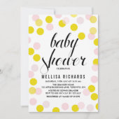 Roze en gele Confetti poka Dots Baby shower Kaart (Voorkant)