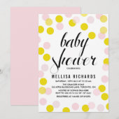 Roze en gele Confetti poka Dots Baby shower Kaart (Voorkant / Achterkant)