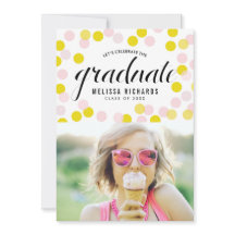 Roze en Gele Confetti Stippen Foto Afstudeerfeest