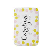 Roze en Gele Confetti Stippen Patroon Gepersonalis Badmat (Voorkant Verticaal)