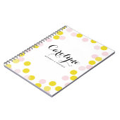 Roze en Gele Confetti Stippen Patroon Gepersonalis Notitieboek (Linkerzijde)