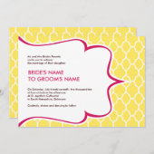 Roze en gele Curvy-uitnodigingen Kaart (Voorkant / Achterkant)