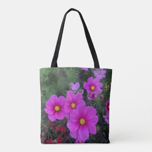 Roze en gele dadenbloem Canvas tas (Achterkant)