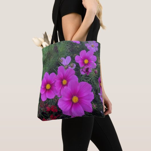 Roze en gele dadenbloem Canvas tas (Dichtbij)