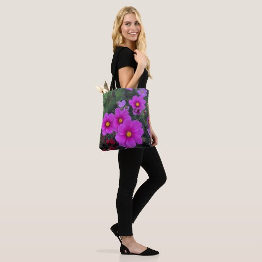 Roze en gele dadenbloem Canvas tas (Op model)