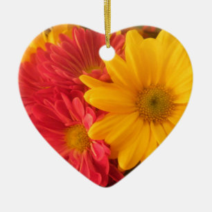 Roze en gele dagen keramisch ornament