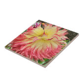Roze en gele Dahlia Ceramic Tile Tegeltje (Zijkant)