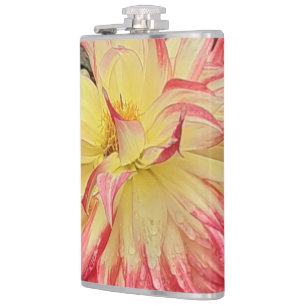 Roze en gele Dahlia Heupfles