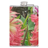 Roze en gele Dahlia Heupfles (Achterkant)