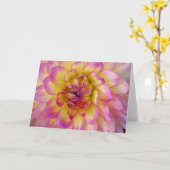 roze en gele dahlia kaart (Gele Bloem)