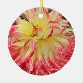 Roze en Gele Dahlia keramische siervoorwerpen Keramisch Ornament (Voorkant)