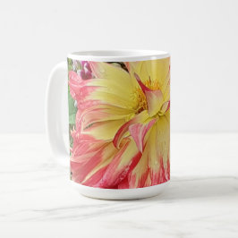 Roze en gele Dahlia Koffiemok