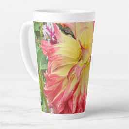 Roze en gele Dahlia Latte Mok