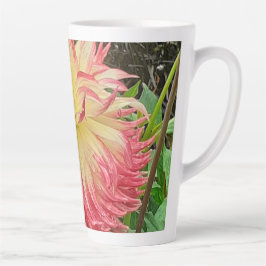 Roze en gele Dahlia Latte Mok