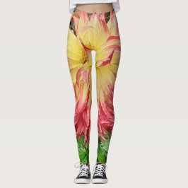 Roze en gele Dahlia Leggings