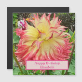 Roze en gele Dahlia Magnetic Card (Voorkant / Achterkant)