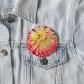 Roze en gele Dahlia Ronde Button 7,6 Cm (In situ)