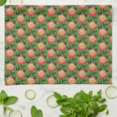 Roze en gele Dahlia Tea Towel Theedoek (Gevouwen)