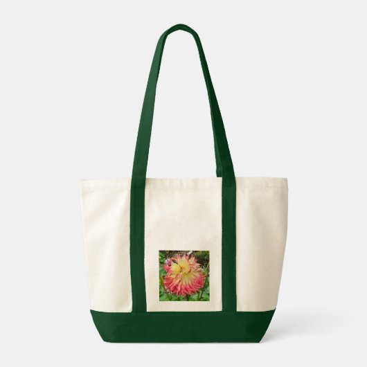 Roze en gele Dahlia Tote Bag (Achterkant)
