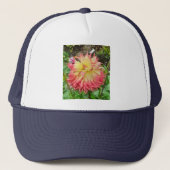 Roze en gele Dahlia Trucker Pet (Voorkant)
