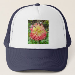 Roze en gele Dahlia Trucker Pet