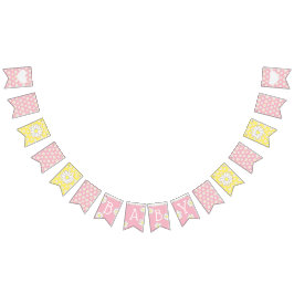 Roze en Gele Daisies Theme Baby shower Vlaggen Vlaggetjes