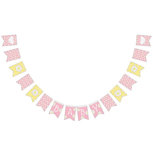 Roze en Gele Daisies Theme Baby shower Vlaggen Vlaggetjes (Alle)