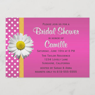 Roze en Gele Daisy Bridal Shower Kaart