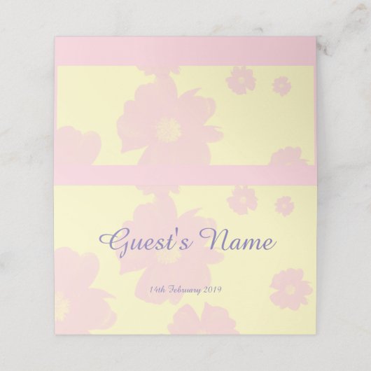 Roze en Gele Daisy Bruiloft Plaats Kaart Plaatskaartje (Buitenkant ongevouwen)