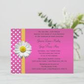 Roze en Gele Daisy Wedding Uitnodiging (Staand voorkant)
