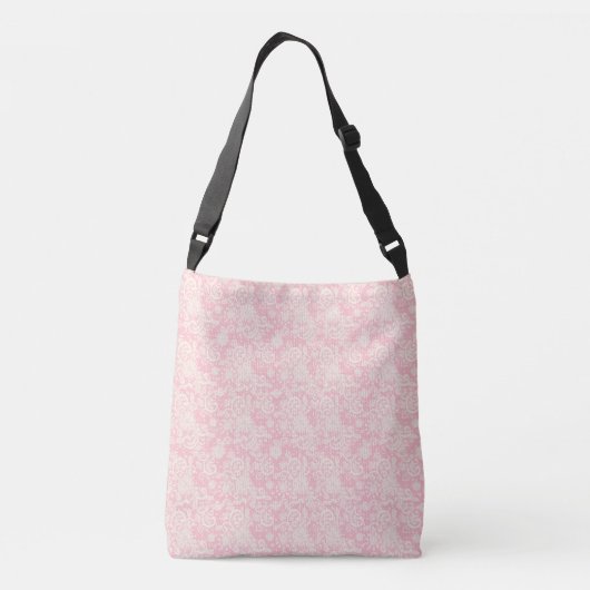 Roze en Gele Damast Persoonlijke  Crossbody Tas (Achterkant)