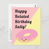 Roze en gele donut | Verjaardagsgroet Briefkaart (Voorkant / Achterkant)