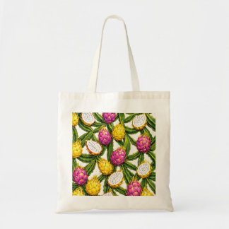 Roze en Gele Drakenvrucht Tropisch Patroon Tote Bag