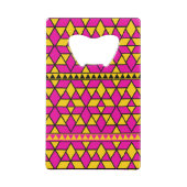 Roze en Gele Driehoeken Patroon Creditkaart Flessenopener (Achterkant)