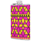 Roze en Gele Driehoeken Patroon Heupfles (Links)