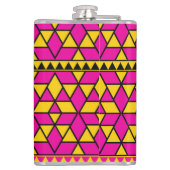 Roze en Gele Driehoeken Patroon Heupfles (Achterkant)