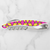 Roze en Gele Driehoeken Patroon Kurkentrekker (Achterkant)