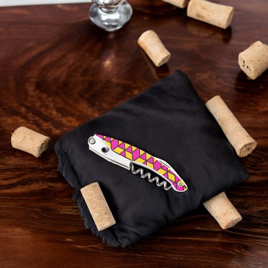 Roze en Gele Driehoeken Patroon Kurkentrekker