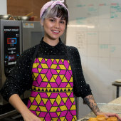 Roze en Gele Driehoeken Patroon Schort