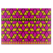 Roze en Gele Driehoeken Patroon Snijplank (Voorkant)