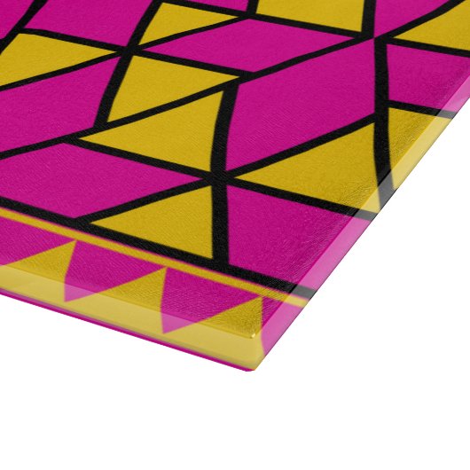 Roze en Gele Driehoeken Patroon Snijplank (Hoek)