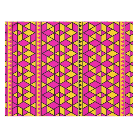 Roze en Gele Driehoeken Patroon Tafelkleed (Voorkant (Horizontaal))