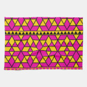 Roze en Gele Driehoeken Patroon Theedoek (Horizontaal)