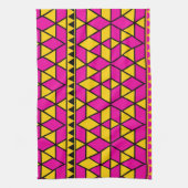 Roze en Gele Driehoeken Patroon Theedoek (Verticaal)