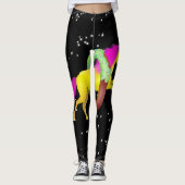Roze en gele eenhoorn springen door een donut leggings (Voorkant)