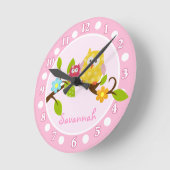 Roze en Gele Eigenaars Nursery Wall Clock Ronde Klok (Hoek)