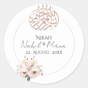 roze en gele Elegante boeket Bloemige bruiloft  Ronde Sticker