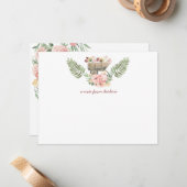 Roze en gele Floral Bouquet  kunst Notitiekaartje (Voorkant / Achterkant in situ)