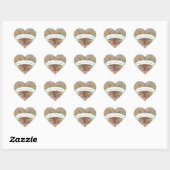 Roze en gele Floral bruine eik - Brondenzegel Hart Sticker (Vel)
